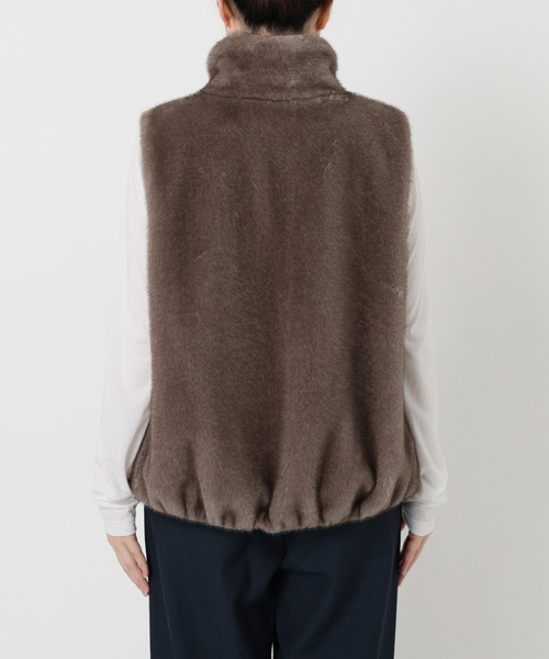 La TOTALITE（ラトータリテ）の「【洗える】スタンドカラーファージレ（ベスト・レディース・ブラウン/アイボリー・FREE）」の12枚目の写真