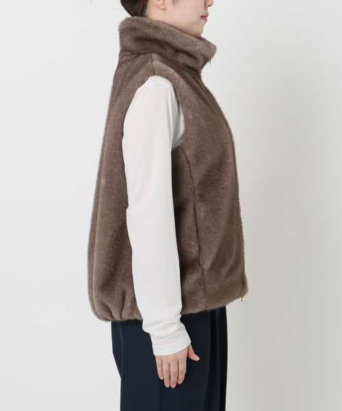 La TOTALITE（ラトータリテ）の「【洗える】スタンドカラーファージレ（ベスト・レディース・ブラウン/アイボリー・FREE）」の13枚目の写真