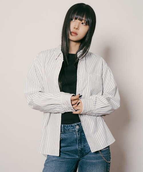 Subciety(サブサエティ)の「Supima cotton stripe shirt【WOMEN】(シャツ/ブラウス・レディース・ホワイト/グリーン/ブルー・FREE)」の18枚目の写真