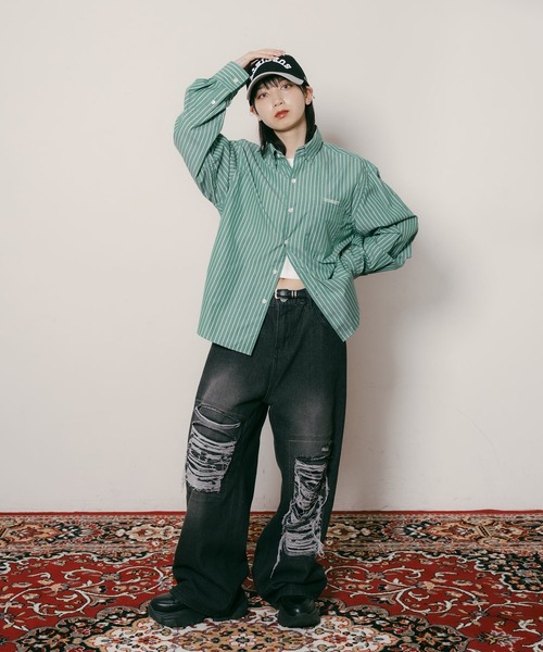 Subciety(サブサエティ)の「Supima cotton stripe shirt【WOMEN】(シャツ/ブラウス・レディース・ホワイト/グリーン/ブルー・FREE)」の6枚目の写真