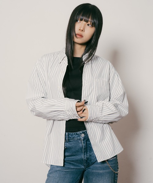 Subciety(サブサエティ)の「Supima cotton stripe shirt【WOMEN】(シャツ/ブラウス・レディース・ホワイト/グリーン/ブルー・FREE)」の11枚目の写真