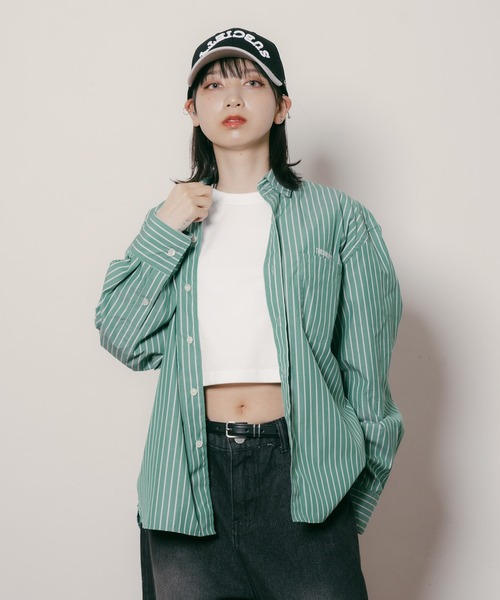 Subciety(サブサエティ)の「Supima cotton stripe shirt【WOMEN】(シャツ/ブラウス・レディース・ホワイト/グリーン/ブルー・FREE)」の14枚目の写真
