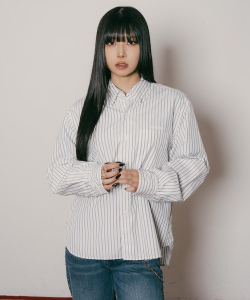 Subciety(サブサエティ)の「Supima cotton stripe shirt【WOMEN】(シャツ/ブラウス・レディース・ホワイト/グリーン/ブルー・FREE)」の15枚目の写真