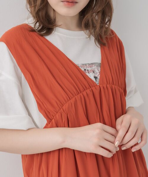 RETRO GIRL(レトロガール)の「ワッシャーノースリOP(ワンピース・レディース・ナチュラル/ブラック系その他/ダークオレンジ・FREE)」の9枚目の写真