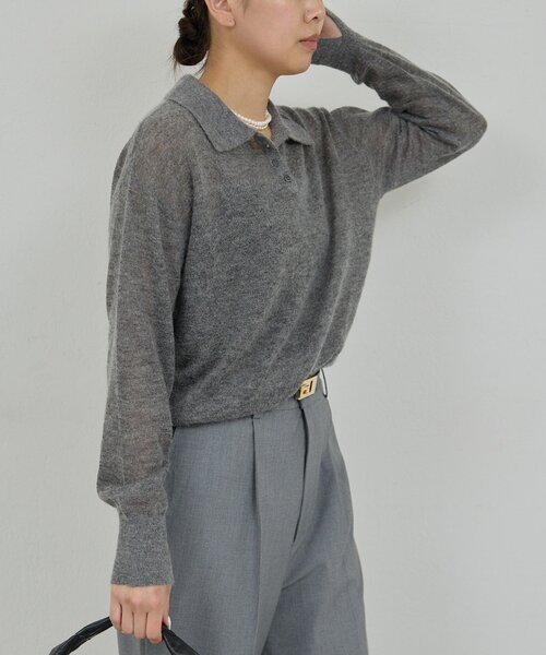 GALLARDAGALANTE（ガリャルダガランテ）の「シアーモヘヤポロニット（ニット/セーター・レディース・ベビーピンク/グレー・FREE）」の4枚目の写真