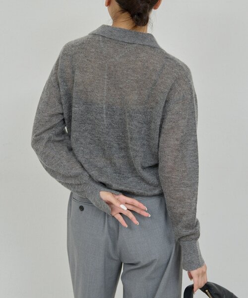 GALLARDAGALANTE（ガリャルダガランテ）の「シアーモヘヤポロニット（ニット/セーター・レディース・ベビーピンク/グレー・FREE）」の5枚目の写真