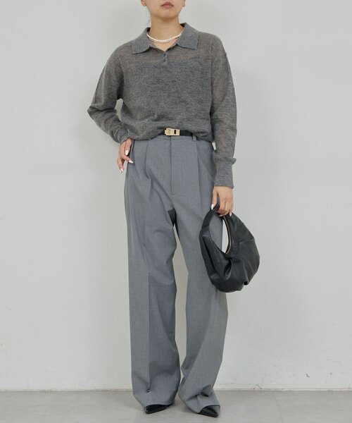 GALLARDAGALANTE（ガリャルダガランテ）の「シアーモヘヤポロニット（ニット/セーター・レディース・ベビーピンク/グレー・FREE）」の6枚目の写真