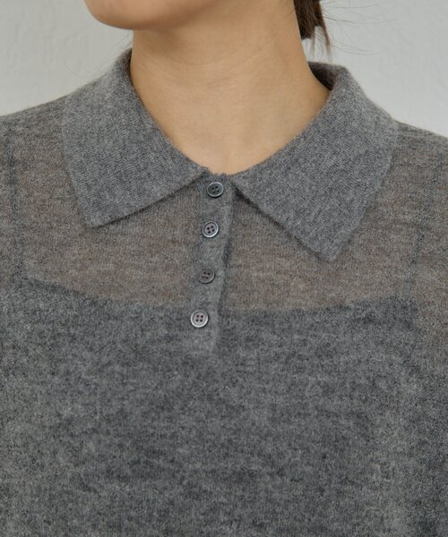 GALLARDAGALANTE（ガリャルダガランテ）の「シアーモヘヤポロニット（ニット/セーター・レディース・ベビーピンク/グレー・FREE）」の12枚目の写真