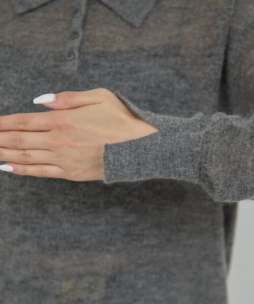 GALLARDAGALANTE（ガリャルダガランテ）の「シアーモヘヤポロニット（ニット/セーター・レディース・ベビーピンク/グレー・FREE）」の13枚目の写真