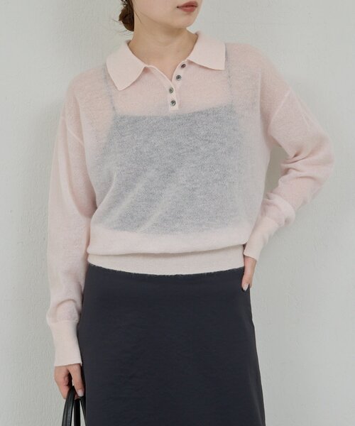 GALLARDAGALANTE（ガリャルダガランテ）の「シアーモヘヤポロニット（ニット/セーター・レディース・ベビーピンク/グレー・FREE）」の16枚目の写真