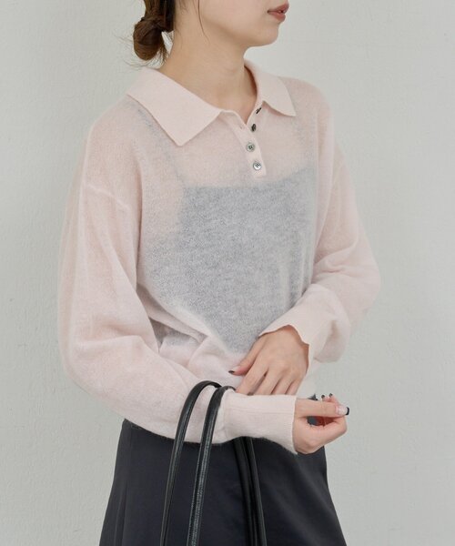 GALLARDAGALANTE（ガリャルダガランテ）の「シアーモヘヤポロニット（ニット/セーター・レディース・ベビーピンク/グレー・FREE）」の17枚目の写真