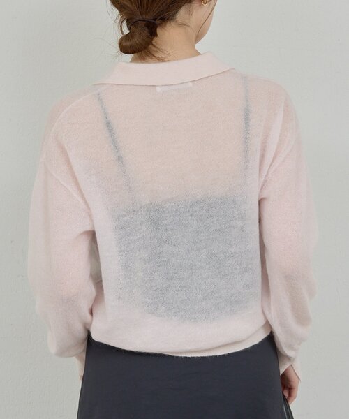 GALLARDAGALANTE（ガリャルダガランテ）の「シアーモヘヤポロニット（ニット/セーター・レディース・ベビーピンク/グレー・FREE）」の18枚目の写真