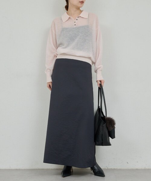 GALLARDAGALANTE（ガリャルダガランテ）の「シアーモヘヤポロニット（ニット/セーター・レディース・ベビーピンク/グレー・FREE）」の19枚目の写真