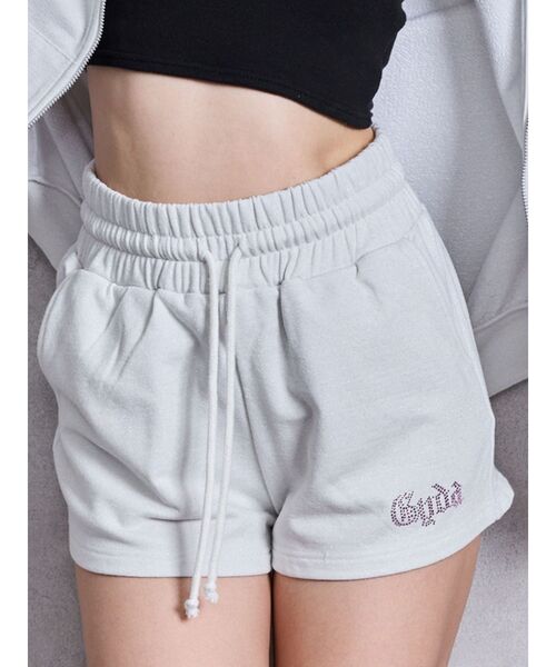 GYDA（ジェイダ）の「ラインストーンGYDAラメショートパンツ【SETUP着用可】（その他パンツ・レディース・ライトグレー/ブラック/オフホワイト・FREE）」の2枚目の写真