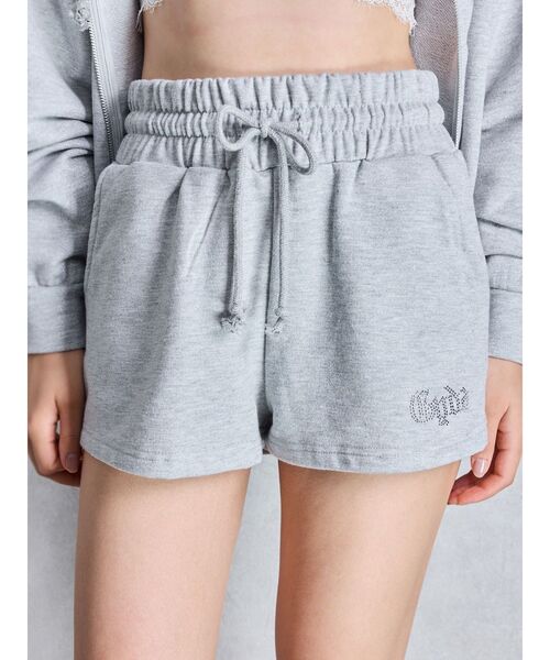 GYDA（ジェイダ）の「ラインストーンGYDAラメショートパンツ【SETUP着用可】（その他パンツ・レディース・ライトグレー/ブラック/オフホワイト・FREE）」の3枚目の写真