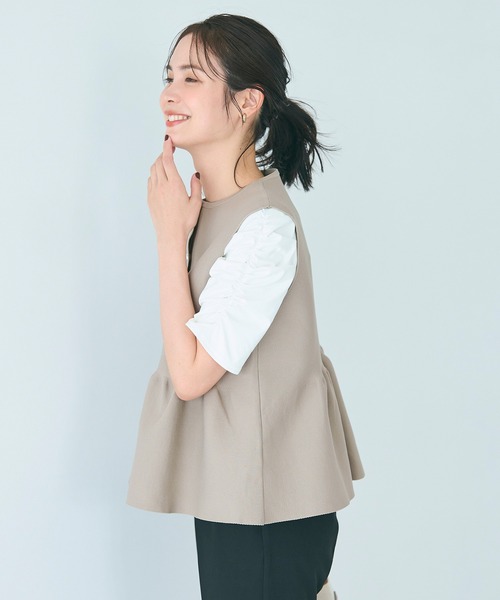 coca（coca）（コカ）の「シルバーボタンペプラムニットベスト（ベスト・レディース・ブラック/グレイッシュベージュ・L/M/S）」の10枚目の写真