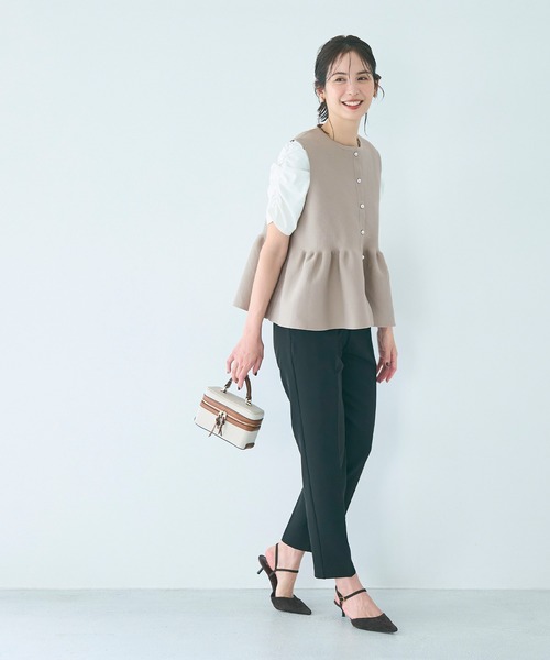 coca（coca）（コカ）の「シルバーボタンペプラムニットベスト（ベスト・レディース・ブラック/グレイッシュベージュ・L/M/S）」の11枚目の写真