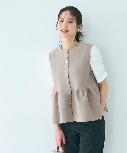 coca（coca）（コカ）の「シルバーボタンペプラムニットベスト（ベスト・レディース・ブラック/グレイッシュベージュ・L/M/S）」の13枚目の写真