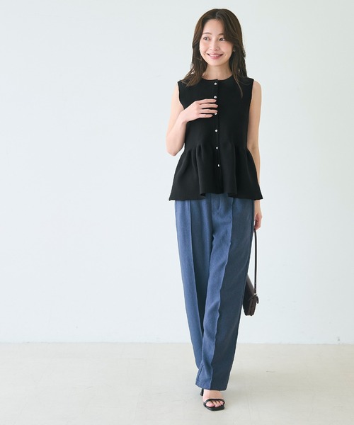 coca（coca）（コカ）の「シルバーボタンペプラムニットベスト（ベスト・レディース・ブラック/グレイッシュベージュ・L/M/S）」の21枚目の写真