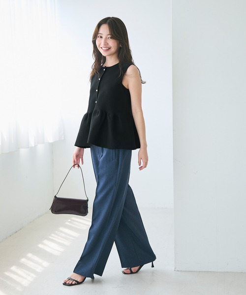 coca（coca）（コカ）の「シルバーボタンペプラムニットベスト（ベスト・レディース・ブラック/グレイッシュベージュ・L/M/S）」の6枚目の写真