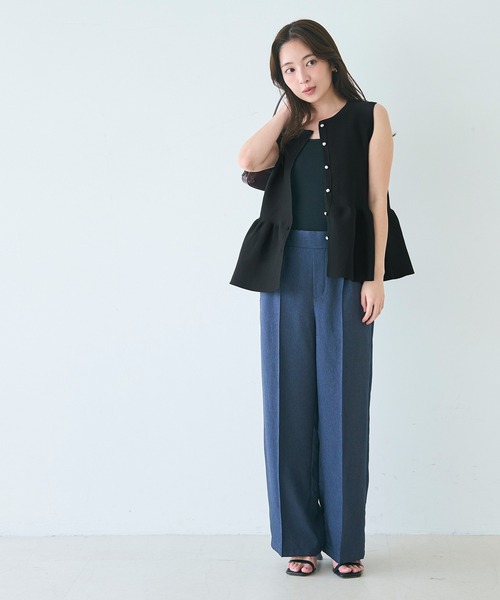 coca（coca）（コカ）の「シルバーボタンペプラムニットベスト（ベスト・レディース・ブラック/グレイッシュベージュ・L/M/S）」の7枚目の写真