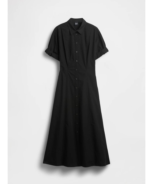 GAP(ギャップ)の「ポプリン 袖ロールアップ ミディシャツワンピース(ワンピース・レディース・ホワイト/ブラック×ホワイト/ブラック・XS/S/M/L/XXS)」の14枚目の写真