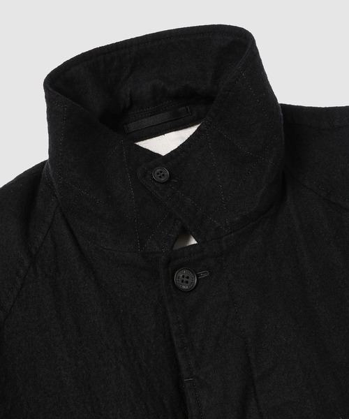 ウールサージ 製品縮絨コート（ステンカラーコート）｜COMME des