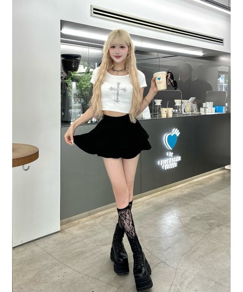 Darich(ダーリッチ)の「クロスフェードコンパクトTシャツ(Tシャツ/カットソー・レディース・ホワイト/カーキ/ブラック・FREE)」の11枚目の写真