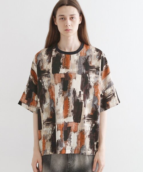 tk.TAKEO KIKUCHI(ティーケータケオキクチ)の「アブストラクトドルマンカットソー(Tシャツ/カットソー・メンズ・ブラック系/ダークブラウン/ダークブラウン系/ブラック・02/03)」の21枚目の写真