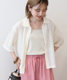 メッシュ半袖ブラウス