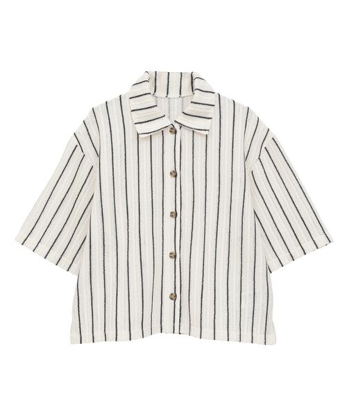 AMERICAN HOLIC(アメリカンホリック)の「メッシュ半袖ブラウス(カーディガン/ボレロ・レディース・ブラック/オフホワイト/ストライプ・L/M)」の4枚目の写真