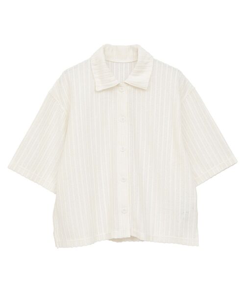 AMERICAN HOLIC(アメリカンホリック)の「メッシュ半袖ブラウス(カーディガン/ボレロ・レディース・ブラック/オフホワイト/ストライプ・L/M)」の5枚目の写真