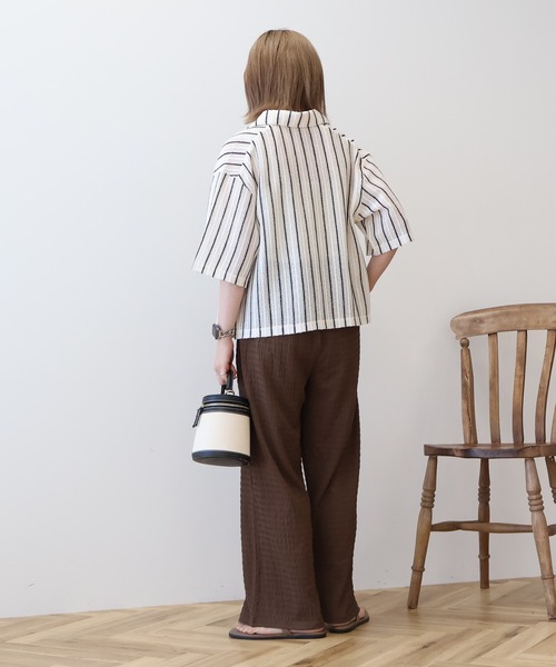 AMERICAN HOLIC(アメリカンホリック)の「メッシュ半袖ブラウス(カーディガン/ボレロ・レディース・ブラック/オフホワイト/ストライプ・L/M)」の12枚目の写真