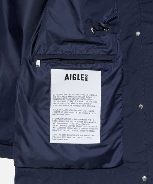 AIGLE(エーグル)の「GORE-TEX 防風 防水 透湿 2レイヤージャケット RP フード脱着可(マウンテンパーカー・レディース・ライトブルー/ベージュ/ダークネイビー・36/40/38)」の9枚目の写真