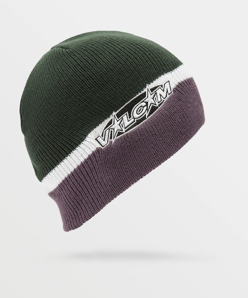 VOLCOM(ボルコム)の「【VOLCOM/ボルコム】 Hot Tune Beanie /ロゴストライプジャカードニット帽・ビーニー(ニットキャップ/ビーニー・メンズ・ブラック/ダークグリーン・FREE)」の1枚目の写真