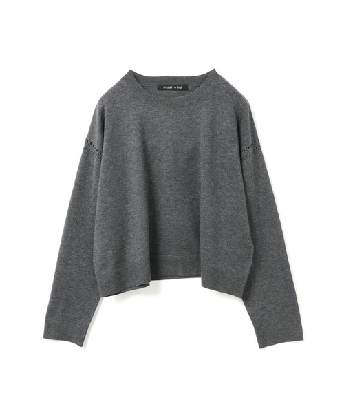 mizuiroind（ミズイロインド）の「mizuiro ind クルーネックワイドニットクロシェ（ニット/セーター・レディース・チャコールグレー/アイボリー/ブラック・FREE）」の3枚目の写真