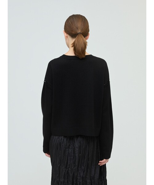 mizuiroind（ミズイロインド）の「mizuiro ind クルーネックワイドニットクロシェ（ニット/セーター・レディース・チャコールグレー/アイボリー/ブラック・FREE）」の13枚目の写真