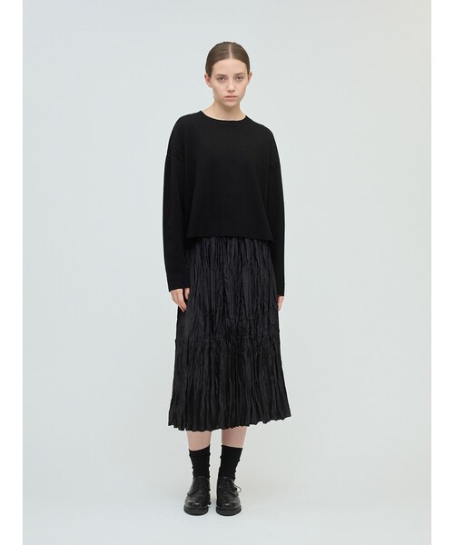 mizuiroind（ミズイロインド）の「mizuiro ind クルーネックワイドニットクロシェ（ニット/セーター・レディース・チャコールグレー/アイボリー/ブラック・FREE）」の14枚目の写真