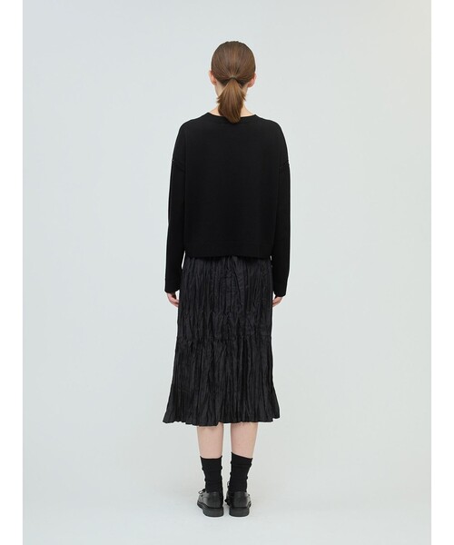 mizuiroind（ミズイロインド）の「mizuiro ind クルーネックワイドニットクロシェ（ニット/セーター・レディース・チャコールグレー/アイボリー/ブラック・FREE）」の5枚目の写真