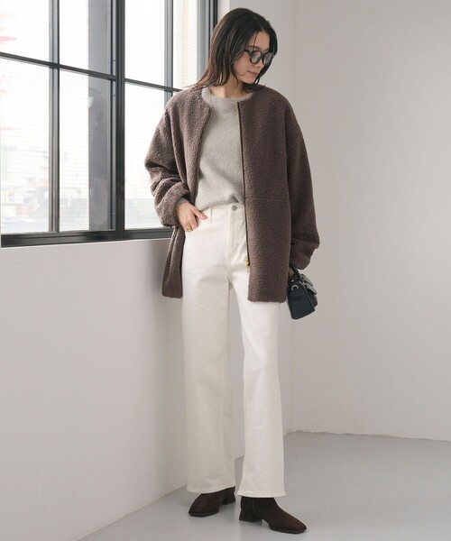 size SHORTあり］ボア ノーカラー ブルゾン（ブルゾン）｜green label