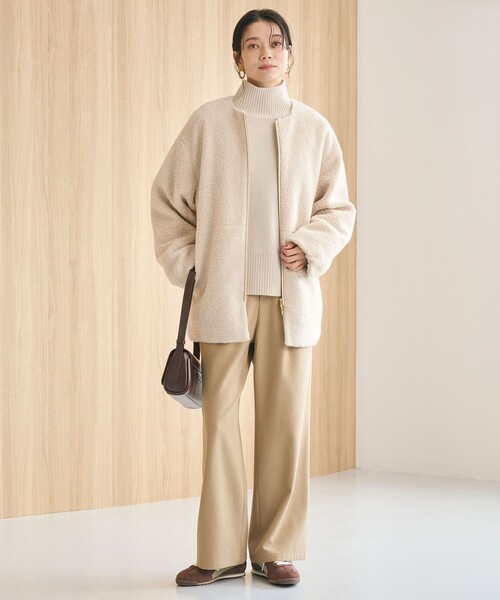 size SHORTあり］ボア ノーカラー ブルゾン（ブルゾン）｜green label