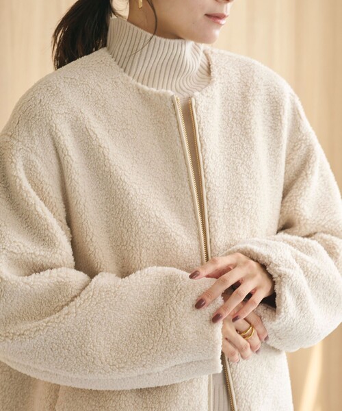 新品未使用/greenlabelrelaxingボアノーカラー ブルゾンFREE size SHORTあり］ボア ノーカラー ブルゾン｜グリーンレーベル