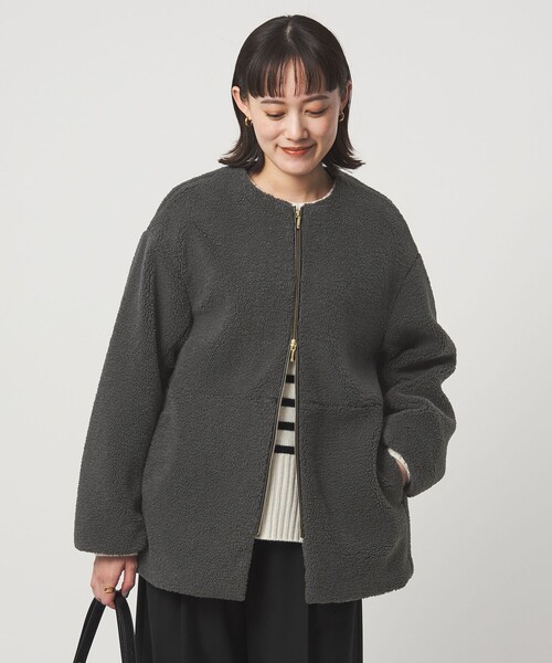 size SHORTあり］ボア ノーカラー ブルゾン（ブルゾン）｜green label