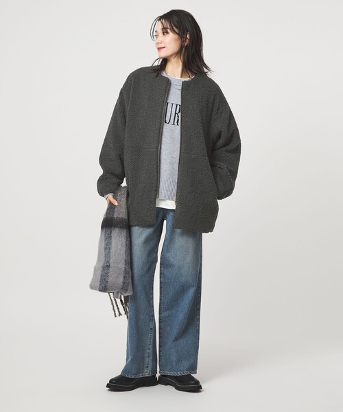 size SHORTあり］ボア ノーカラー ブルゾン（ブルゾン）｜green label