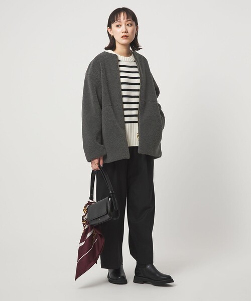 セール】［size SHORTあり］ボア ノーカラー ブルゾン（ブルゾン