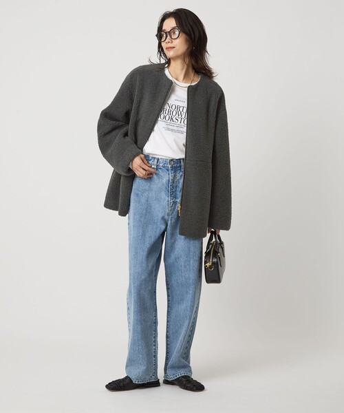 セール】［size SHORTあり］ボア ノーカラー ブルゾン（ブルゾン