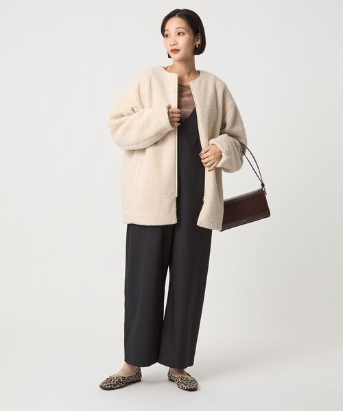 セール】［size SHORTあり］ボア ノーカラー ブルゾン（ブルゾン