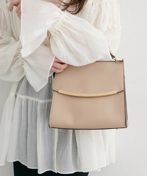 natural couture（ナチュラルクチュール）の「ゴールドバーフラップ２WAYショルダー（ショルダーバッグ・レディース・アイボリー/ダークブラウン/ベージュ・FREE）」の10枚目の写真