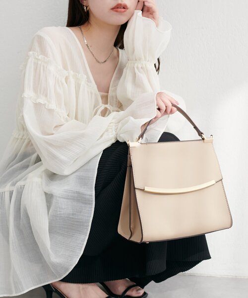 natural couture（ナチュラルクチュール）の「ゴールドバーフラップ２WAYショルダー（ショルダーバッグ・レディース・アイボリー/ダークブラウン/ベージュ・FREE）」の11枚目の写真