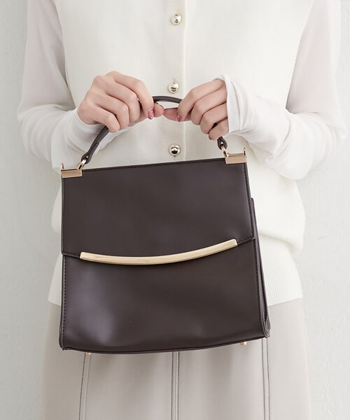 natural couture（ナチュラルクチュール）の「ゴールドバーフラップ２WAYショルダー（ショルダーバッグ・レディース・アイボリー/ダークブラウン/ベージュ・FREE）」の14枚目の写真